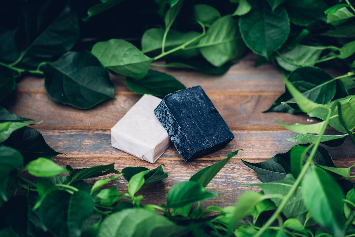 Handmade charcoal soap bars